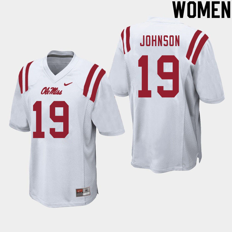 Women #19 Brice Johnson Ole Miss Rebels College Football Jerseys Sale-White
